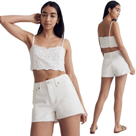 Madewell Denim Shorts Size 29 Relaxed Fit White Wash Jean Cutoff in Tile White - Picture 1 of 8